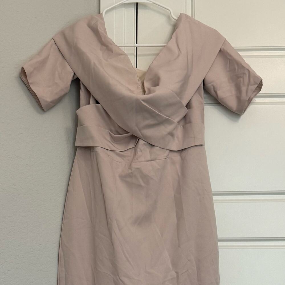 Light Pink Blush Maxi Dress Short Sleeves Back Slit Size 10